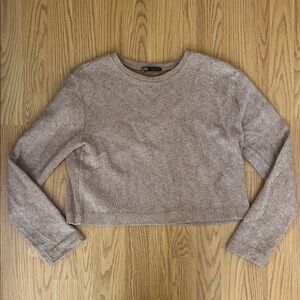 Zara Tan Ribbed Knit Top